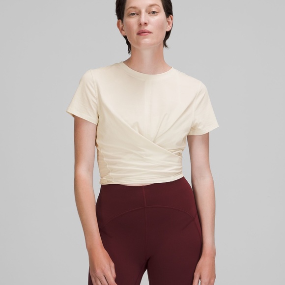 Lululemon Time to Restore Wrap Short Sleeve Shirt, NWT, Size 6, White Opal/Cream - Picture 2 of 10